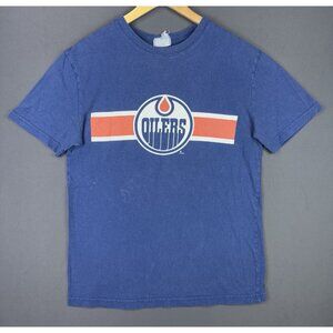 Vintage Y2K NHL Edmonton Oilers Hockey Shirt Fade Navy Blue Sports Hype Eberle